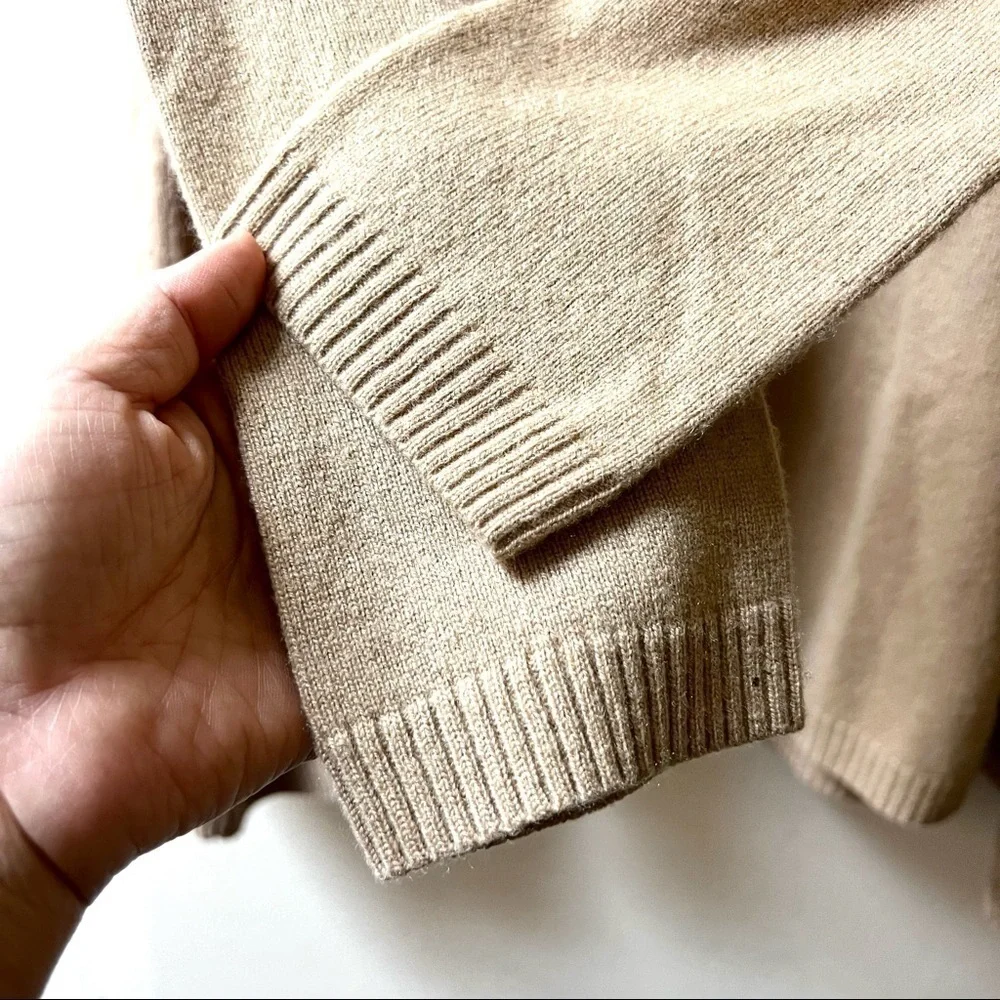 UNIQLO Cashmere oversized Mocha Whipstitch Knit pullover Sweater womens size M